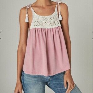 Lucky Brand Crochet Tie Tank in Fair Orchid Size S